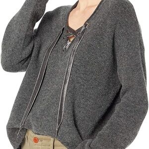 Rails Amelia Lace-Up Vneck Wool & Cashmere Blend Sweater